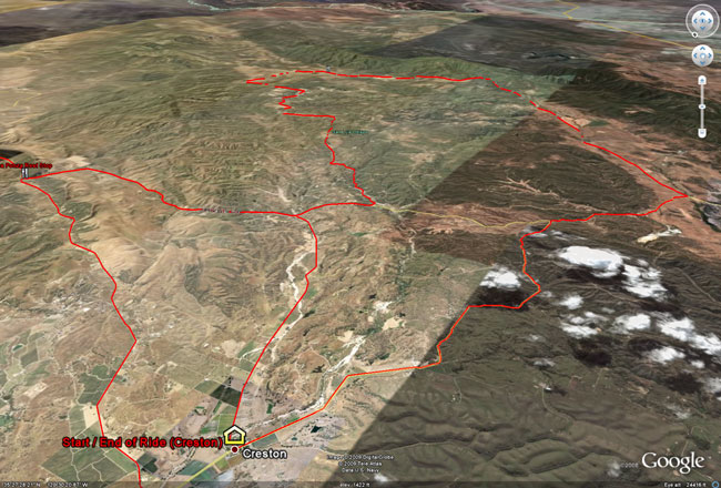 Wildflower Century: race route from the virtual air