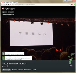 Tesla ModelX announcement via Periscope