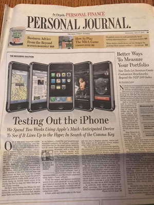 Walt Mossberg reviews the original iPhone in the WSJ, 6/28/2007