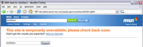 MSN search error