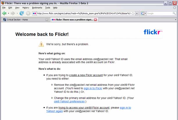 Yahoo + Flickr = fail